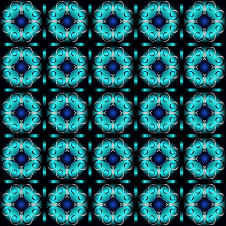 pattern from various figures on a black blue backgroundのイラスト素材