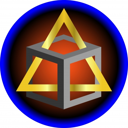 abstract triangle and cube on a background a circumferenceのイラスト素材