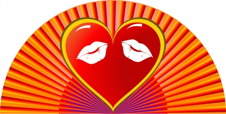 lip prints on the heart on an abstract backgroundのイラスト素材