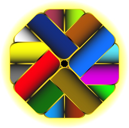 abstract colorful octagonal on a light yellow backgroundのイラスト素材