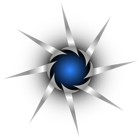 abstract metal  figure on blue white backgroundのイラスト素材
