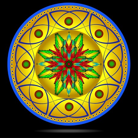 abstract colorful figure on yellow dark のイラスト素材