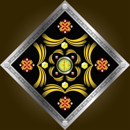 vintage sign with jewels on black backgroundのイラスト素材
