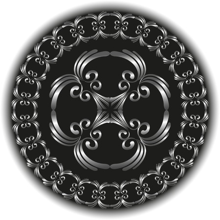 abstract steel round figure on black backgroundのイラスト素材