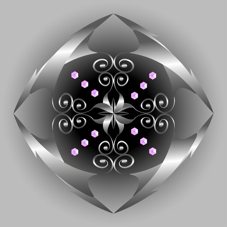 abstract figure with pink jewels on a gray backgroundのイラスト素材