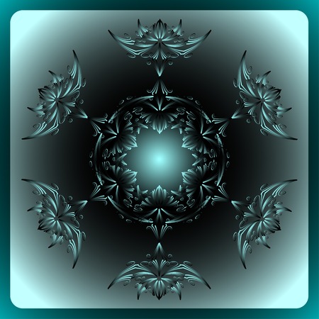 abstract mystical figure on turquoise black backgroundのイラスト素材