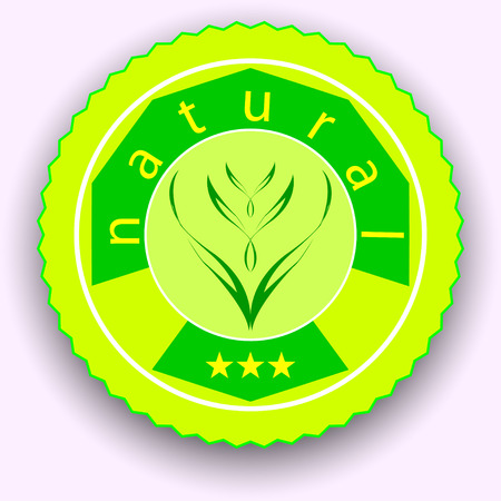 Bright green labels with leaves for natural foodのイラスト素材