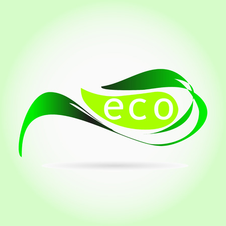 Green eco labels with leaves isolated on a white backgroundEco labelsのイラスト素材