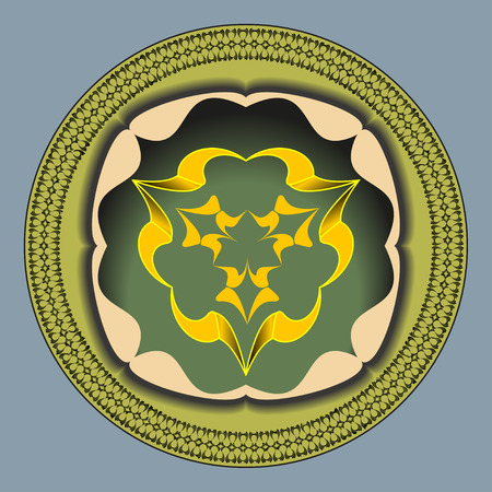 Round ornament pattern hand drawn. Abstract figure Art Deco Monogram and Emblem Elements.のイラスト素材