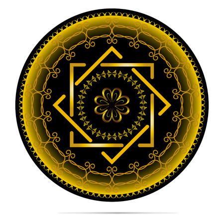 Abstract figure Art Deco Monogram and Emblem Elements. Abstract round shape with overlapping squares in the middleのイラスト素材