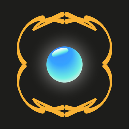 Abstract illustration with a glass bowl in the middle and on a black backgroundのイラスト素材
