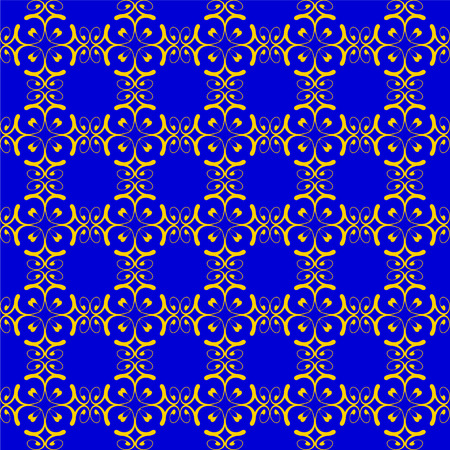 Vintage seamless pattern of abstract shapes on blue background. Pattern for wallpaper design.のイラスト素材