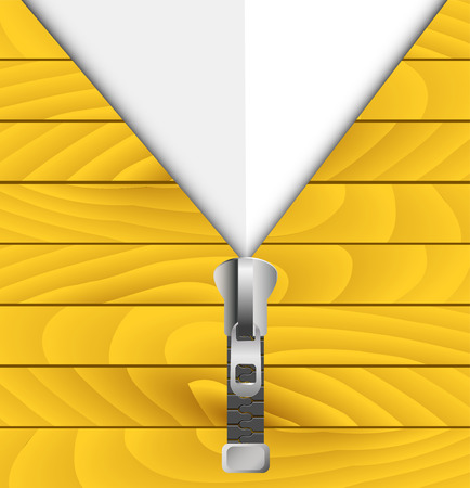 Background of wooden planks and open zipper for your textのイラスト素材