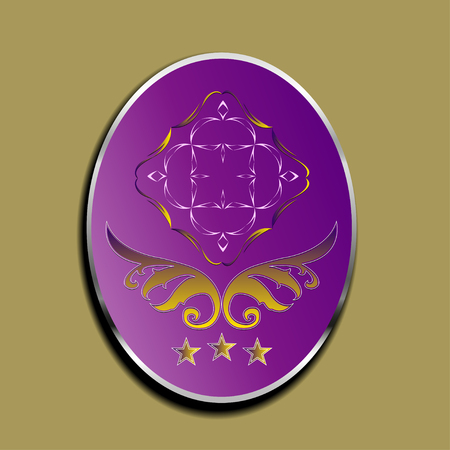Violet ellipse with reflection and silver frameのイラスト素材