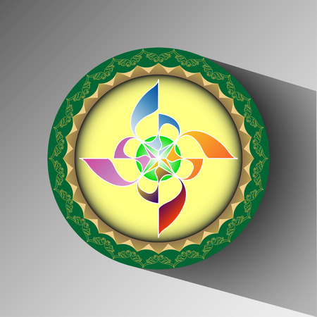 Decorative plate with abstract figure in the form of four flags in the middleのイラスト素材