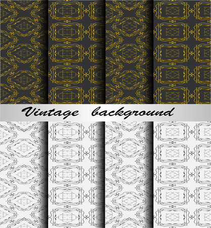 The pattern set with decorative ornament in vintage styleのイラスト素材