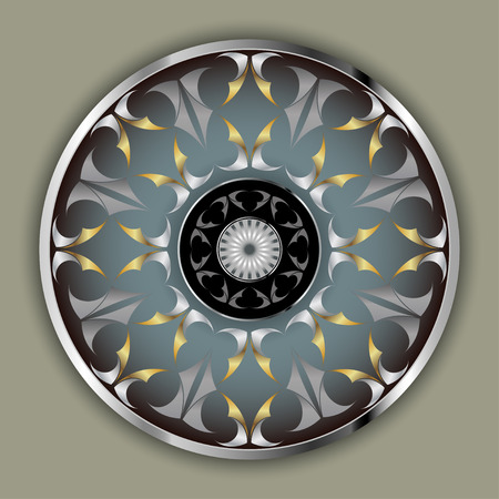 Chrome wheels consisting of abstract shapes deployed golden steel colorのイラスト素材