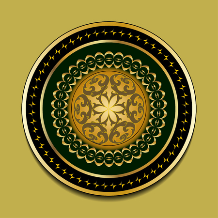 Decorative plate with vintage abstract ethnic patternのイラスト素材