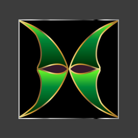 Abstract green shape like a butterfly. Can be used as emblemのイラスト素材