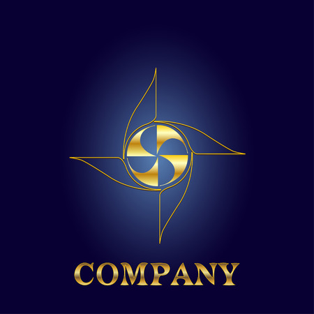 Abstract leaf. Gold and chrome version. Abstract logo, design concept, element for template.のイラスト素材