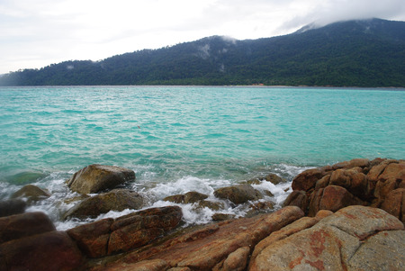 Raining on the beach at Lipe, Thailandの写真素材