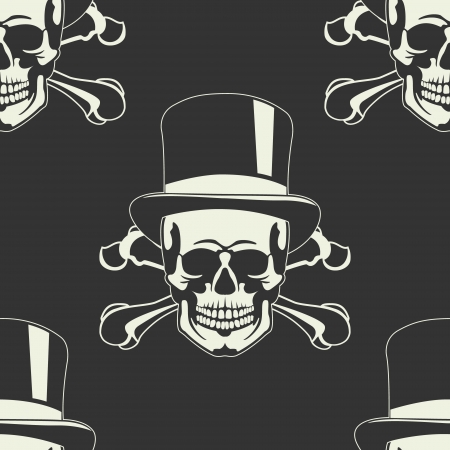 The vector image of Skull in the cylinder seamlessのイラスト素材