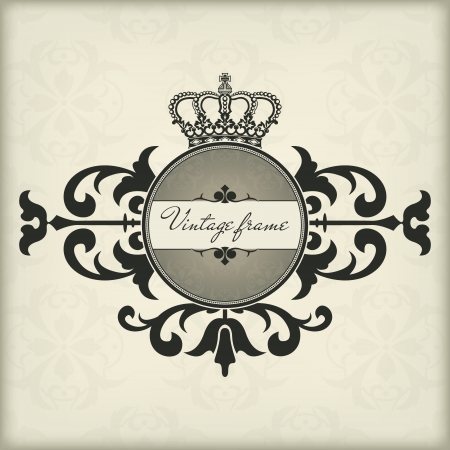 The vector image Vintage frame with crownのイラスト素材