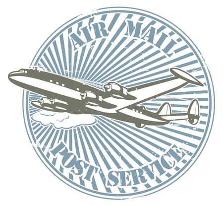 The image of color Stamp with the image by plane and the text air mail and post serviceのイラスト素材