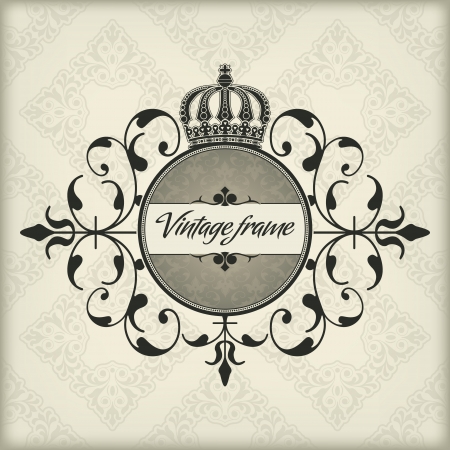 The image Vintage frame with crownのイラスト素材