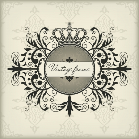 The image Vintage frame with crownのイラスト素材