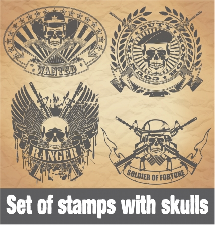 The image Set of stamps with skullsのイラスト素材