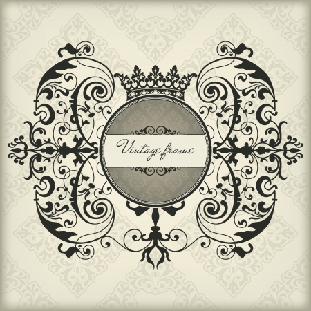 The vector image Vintage frame with crownのイラスト素材