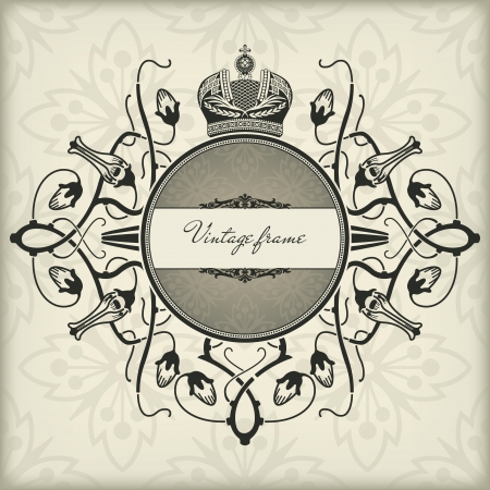 The image Vintage frame with crownのイラスト素材