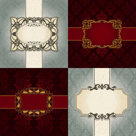 The vector image Set of Vintage frameのイラスト素材