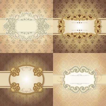 The vector image Set of Vintage frameのイラスト素材