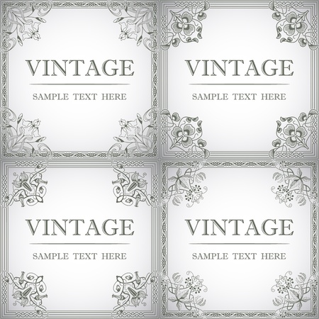 The vector image Set of decorative frame in the style of vintageのイラスト素材