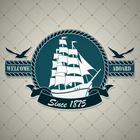 The vector image Vintage label with a nautical themeのイラスト素材
