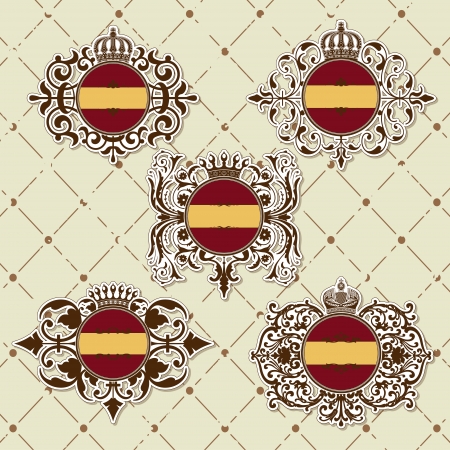 The vector image Set of vintage frame with crownのイラスト素材