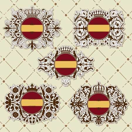 The vector image Set of vintage frame with crownのイラスト素材