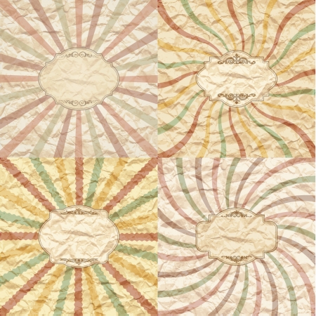 The vector image Set of vintage background on crumpled paperのイラスト素材