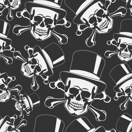 The vector image of Skull in the cylinder seamlessのイラスト素材