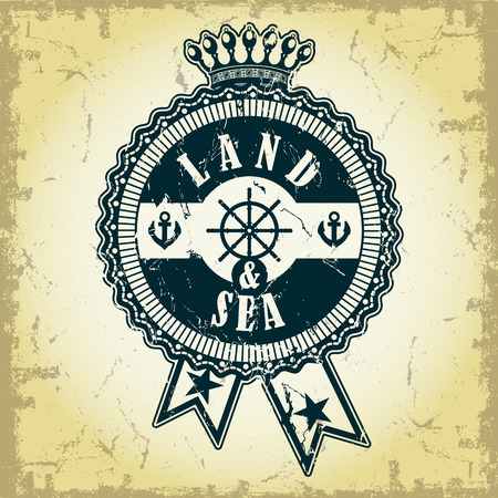 The vector image Stamp with a nautical themeのイラスト素材