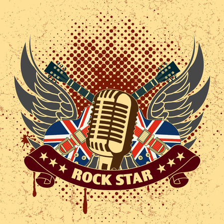 The vector image of Sticker on the shirt the image of a guitar of wingsのイラスト素材