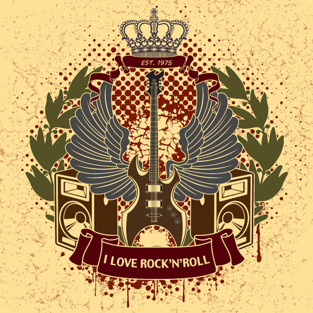 The vector image of Sticker on the shirt the image of a guitar of wingsのイラスト素材