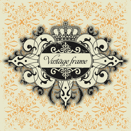The vector image Vintage frame with crownのイラスト素材