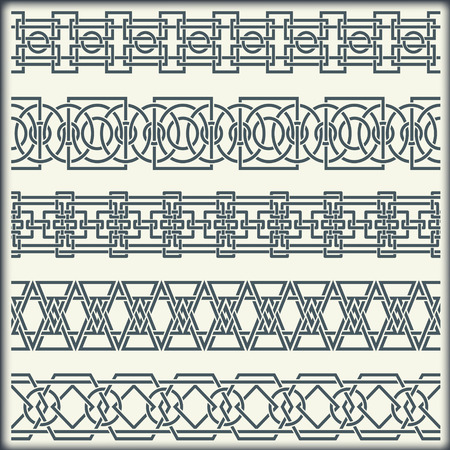 The vector image of set of seamless vintage borders in the form of celtic ornamentのイラスト素材