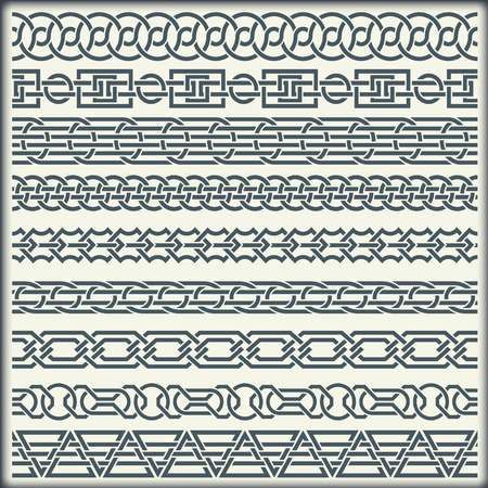 The image of set of seamless vintage borders in the form of celtic ornamentのイラスト素材