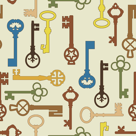 The vector image Seamless background with the keysのイラスト素材