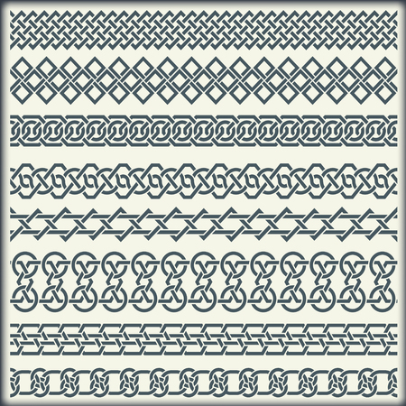 The image of set of seamless vintage borders in the form of celtic ornamentのイラスト素材