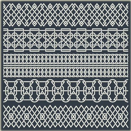 The image of set of seamless vintage borders in the form of celtic ornamentのイラスト素材